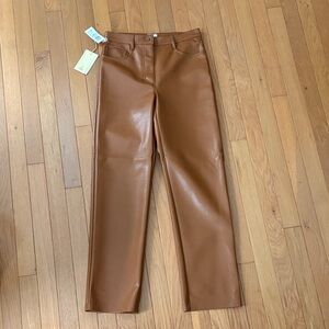 Aritzia Camel Brown Faux Leather Pants